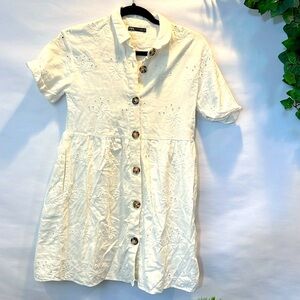 Zara Cream Eyelet Mini Dress